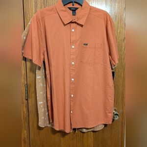 RVCA Men's Rust Casual Button Down Shirt Set Of 2